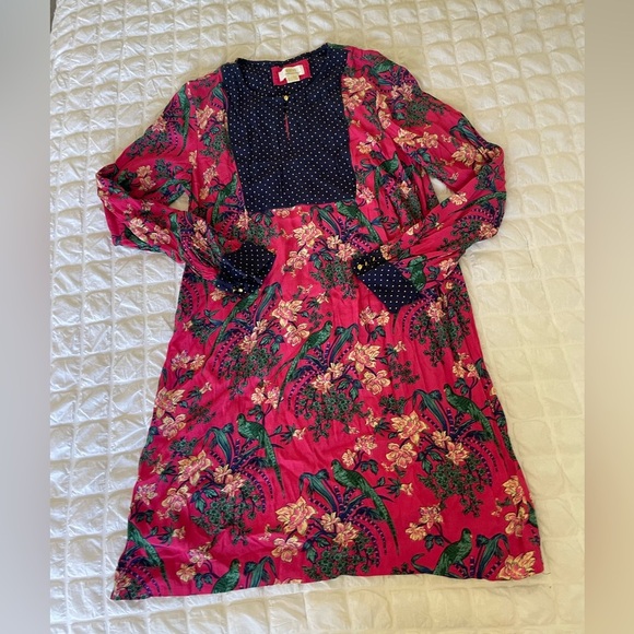 Maeve Pink Floral Dress with Navy Accents - Picture 1 of 8